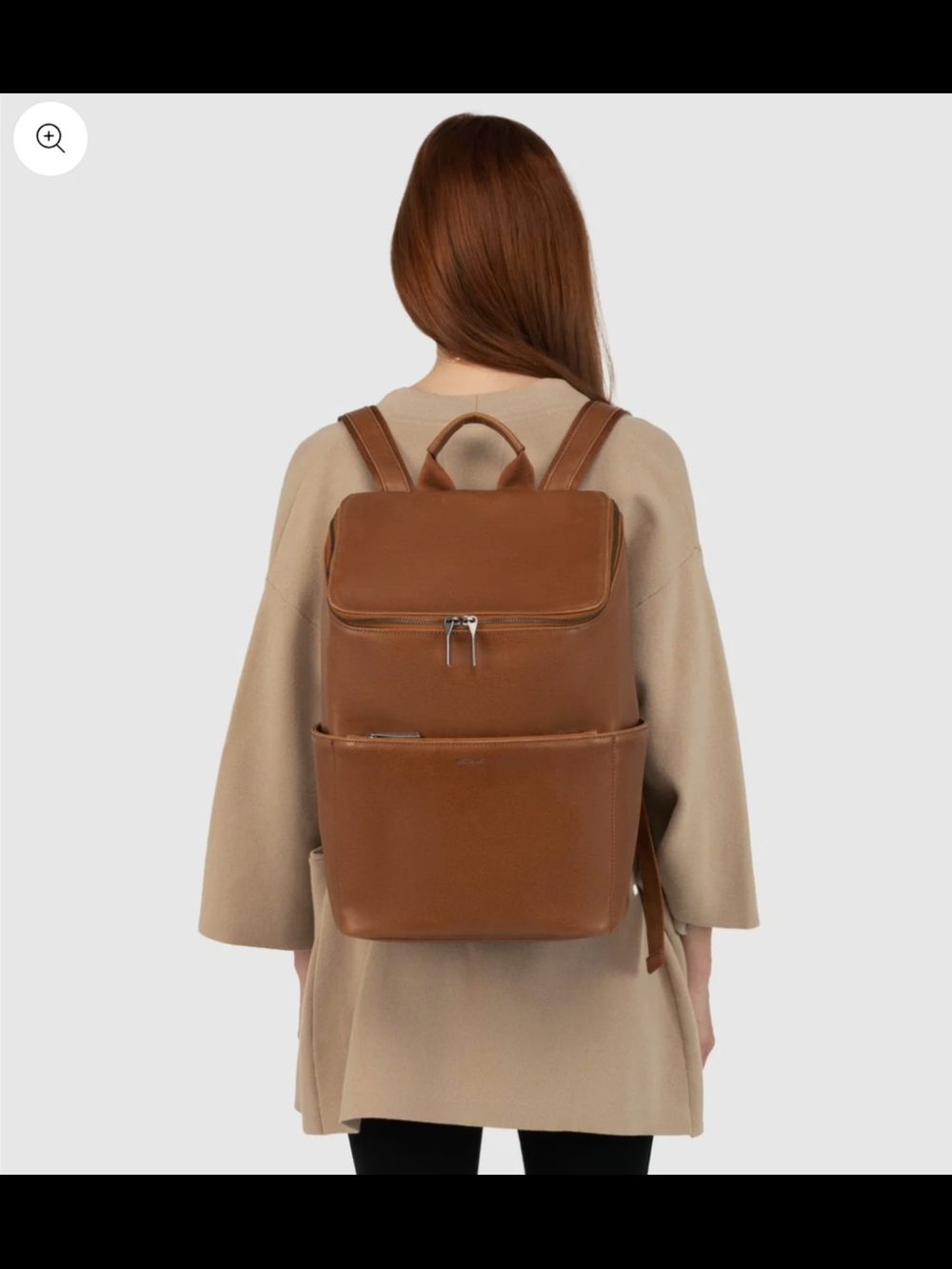 Matt & Nat Olive Vegan Leather Backpack with Front Pocket Vegan Unisex - Picture 4 of 16